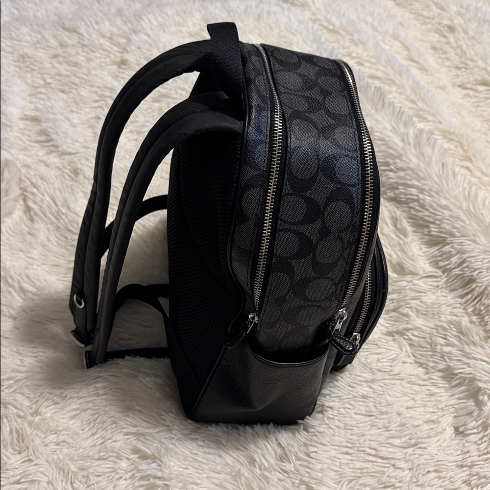 Coach Charcoal and Black Patterned Court Backpack In Signature Canvas - Picture 9 of 16